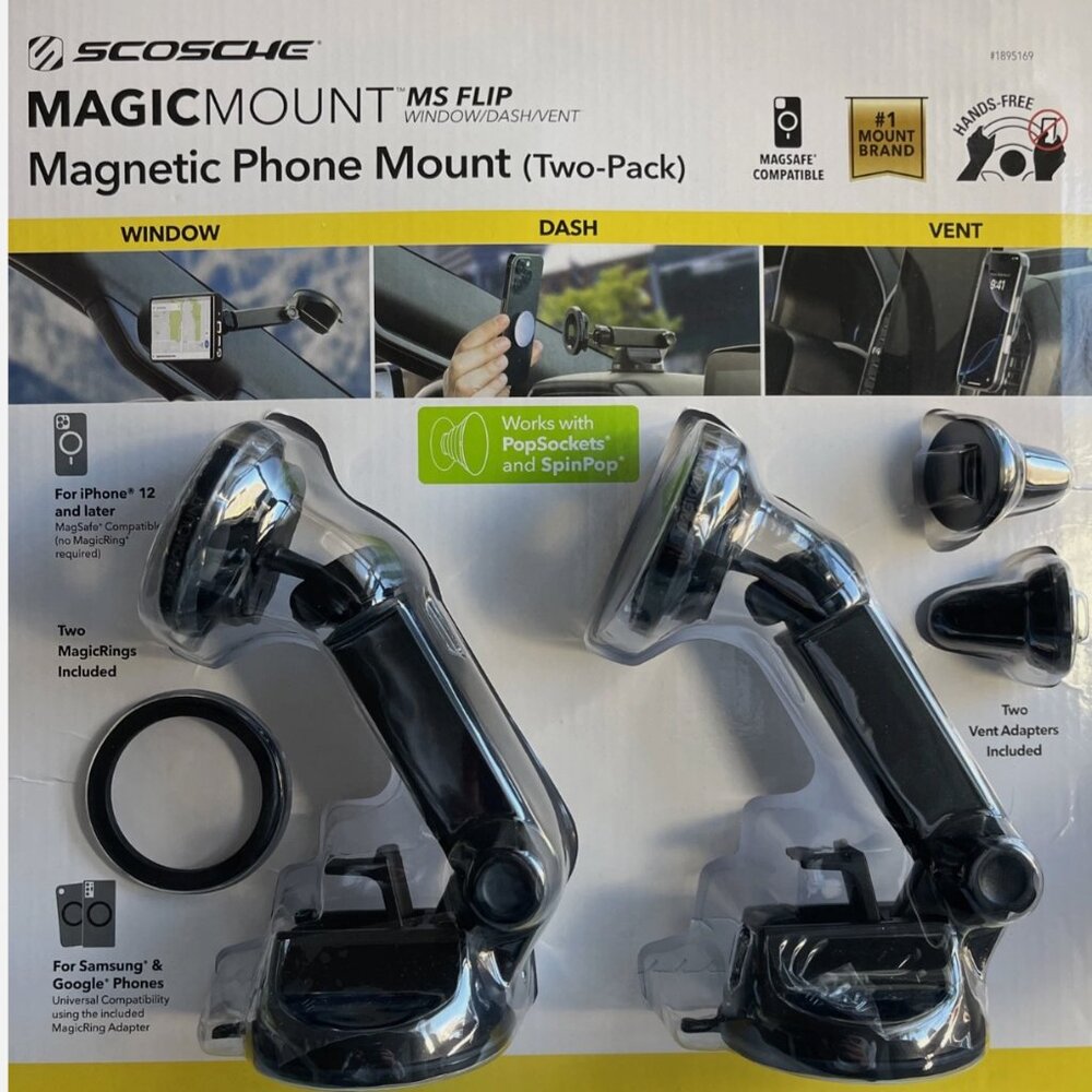 Scosche MagicMount Flip 2-Pack Magnetic Phone Mount Dash/Window/Vent MagSafe